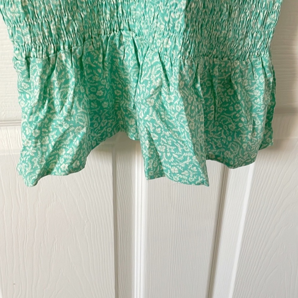 No Boundaries Smocked Dress Green Floral Ruffles, Small - Picture 5 of 6